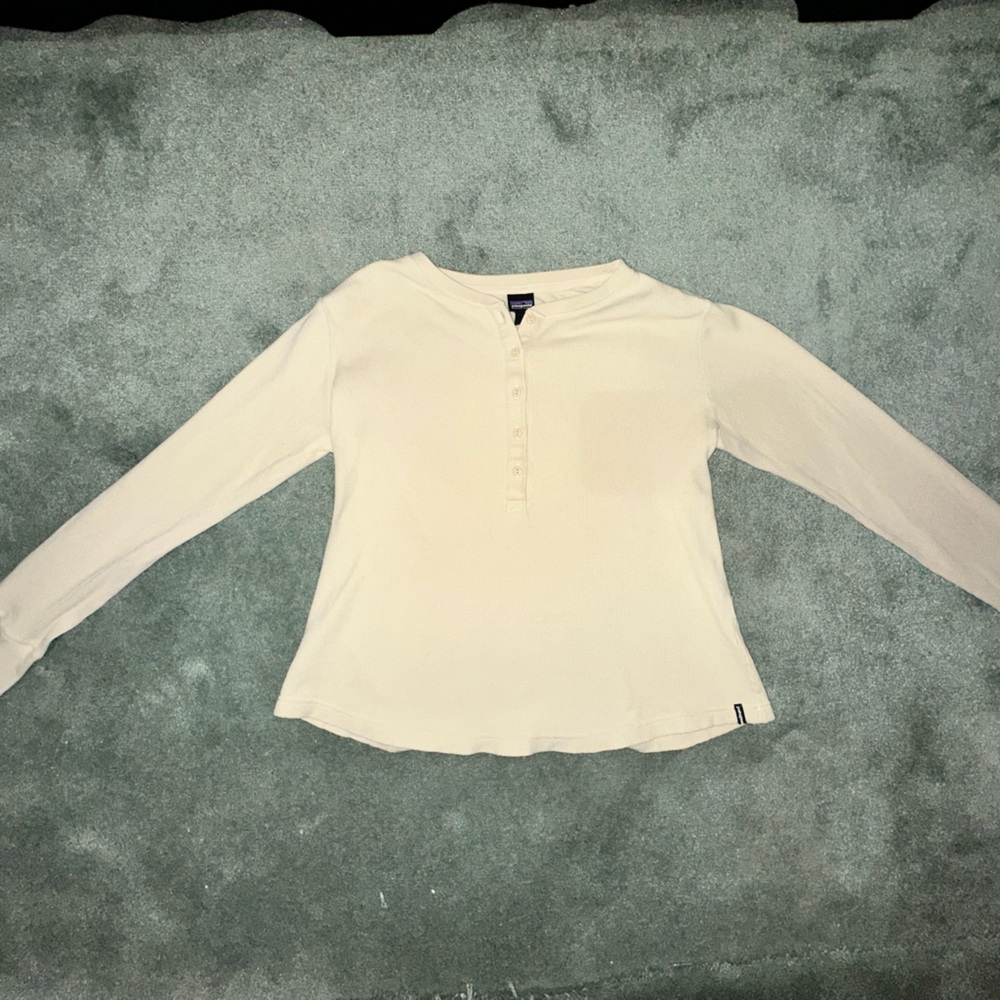 Patagonia Cream Henley Long-Sleeve Organic Cotton Blend